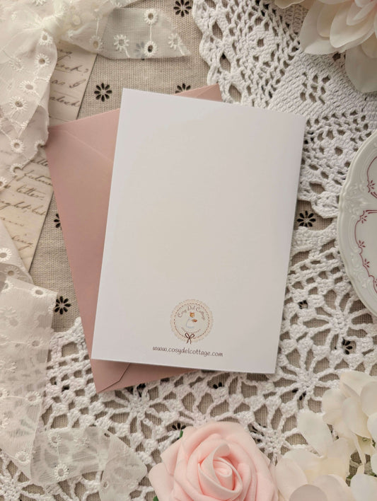 Carte pliée "Les Amoureux du Cerisier" Cosy Del Cottage