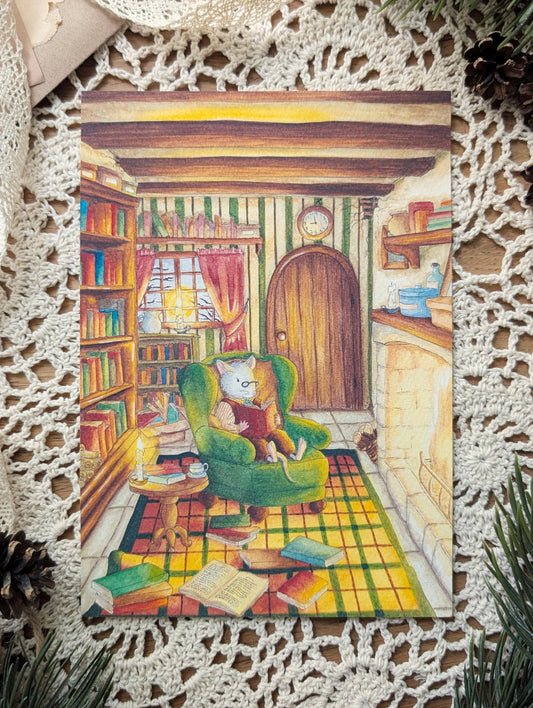 Illustration "La Bibliothèque" Cosy Del Cottage