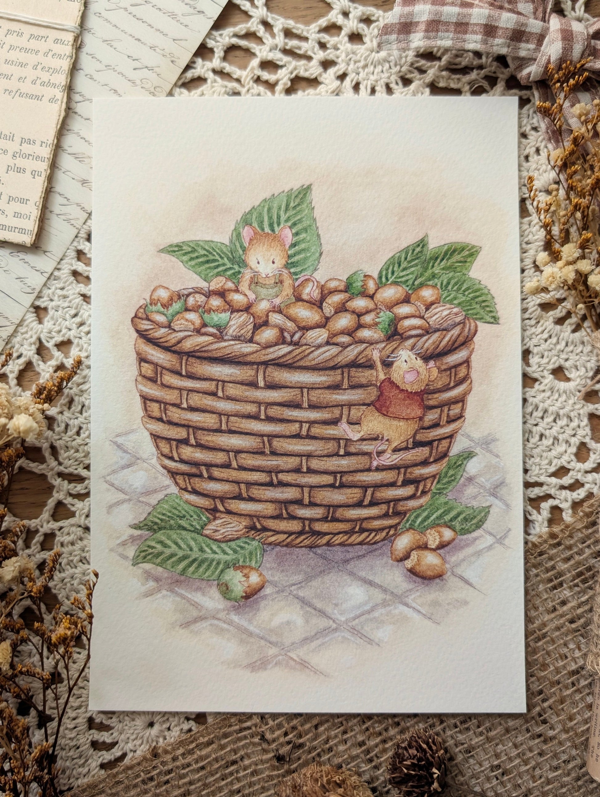 Illustration "Le Panier de Noisettes" Cosy Del Cottage