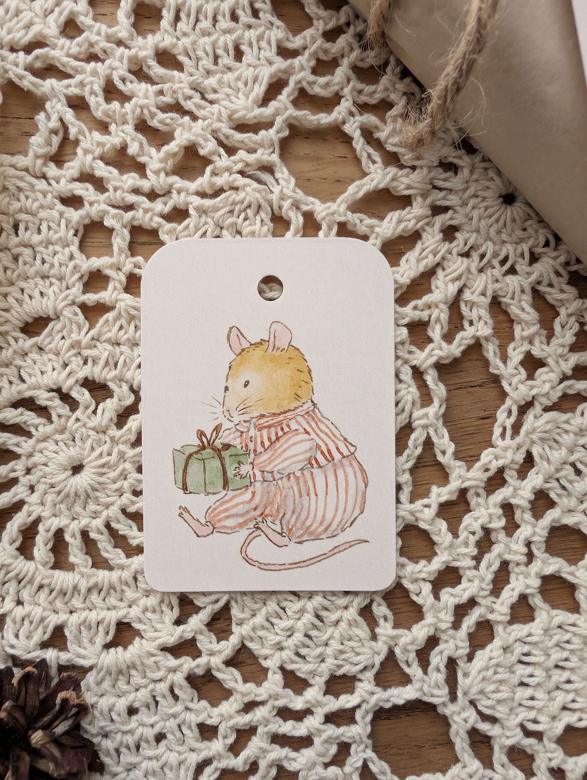 Étiquette Cadeau "Pyjama Rayé" Cosy Del Cottage