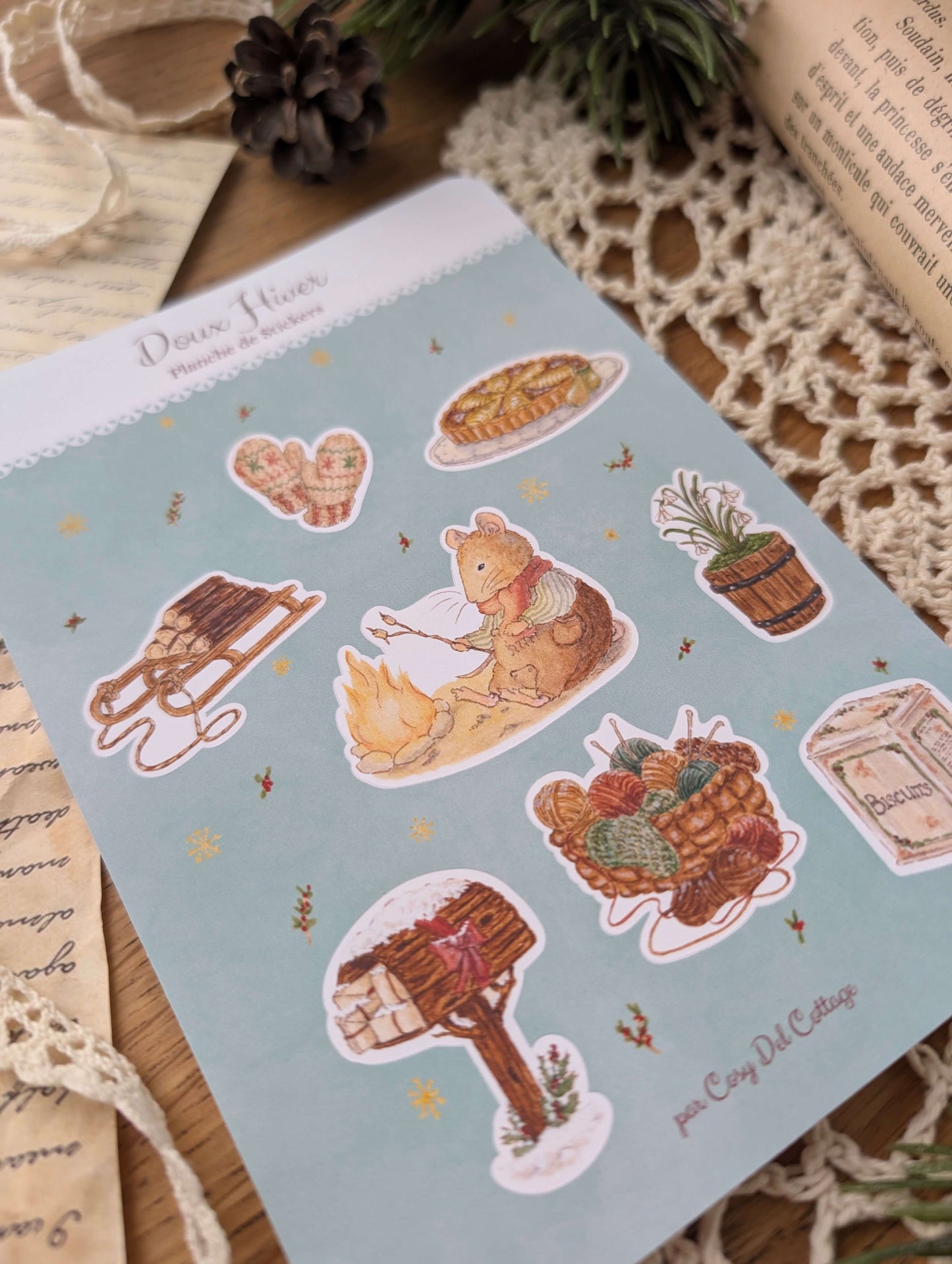 Planche de Stickers "Doux Hiver" Cosy Del Cottage
