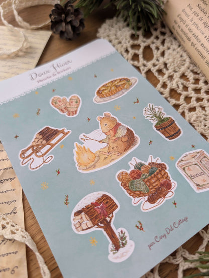 Planche de Stickers "Doux Hiver" Cosy Del Cottage